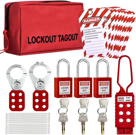Electrical Lockout Tagout Kit with Group Hasps, Loto Tags, and Padlocks for Switch Safety - WildKart