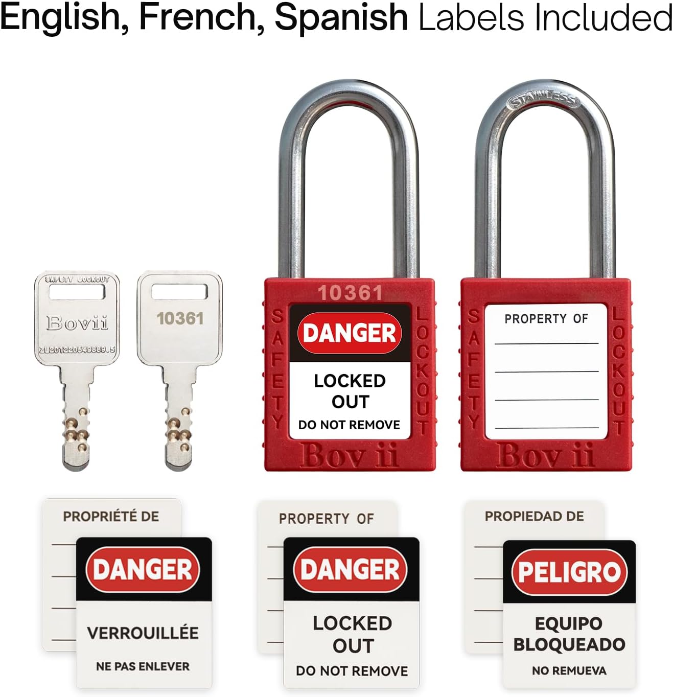 Electrical Lockout Tagout Kit with Group Lockout Hasps, Lockout Tags, Safety Padlocks, Nylon Ties, and Red Bag