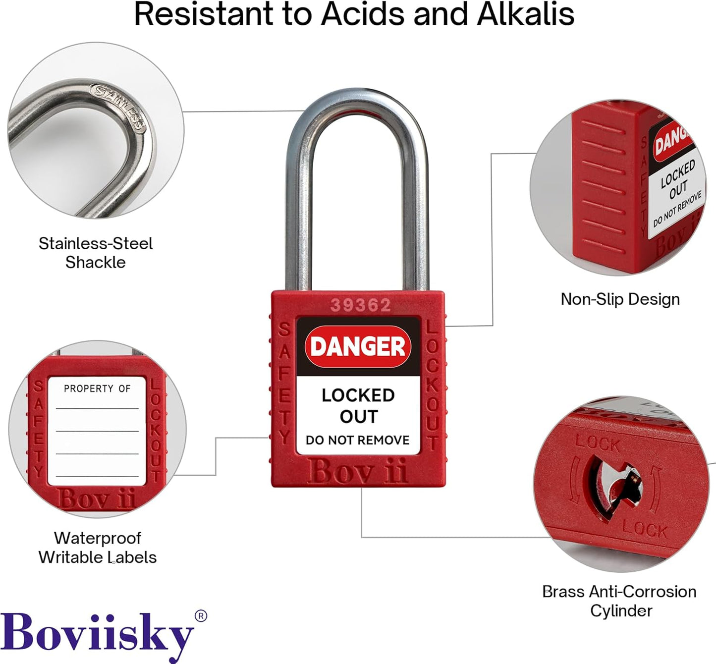Electrical Lockout Tagout Kit with Group Lockout Hasps, Lockout Tags, Safety Padlocks, Nylon Ties, and Red Bag