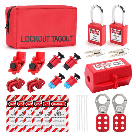 Electrical Lockout Tagout Kit with Padlock Set and Station for Safety - Loto Tags and Plug Lockout Included - WildKart