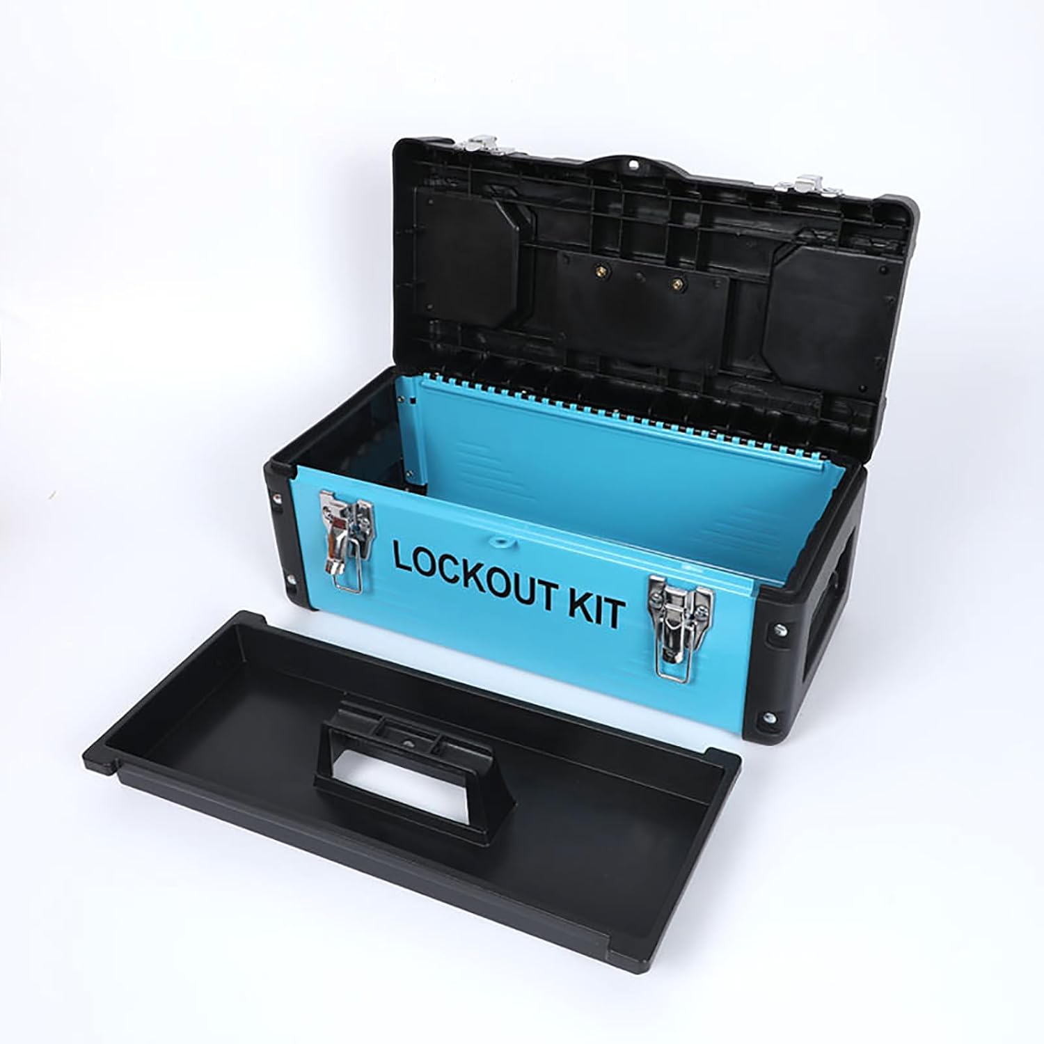 Electrical Safety Lockout Tagout Kit with Clamp-On Circuit Breaker Lockout, Padlocks, Hasps, and More