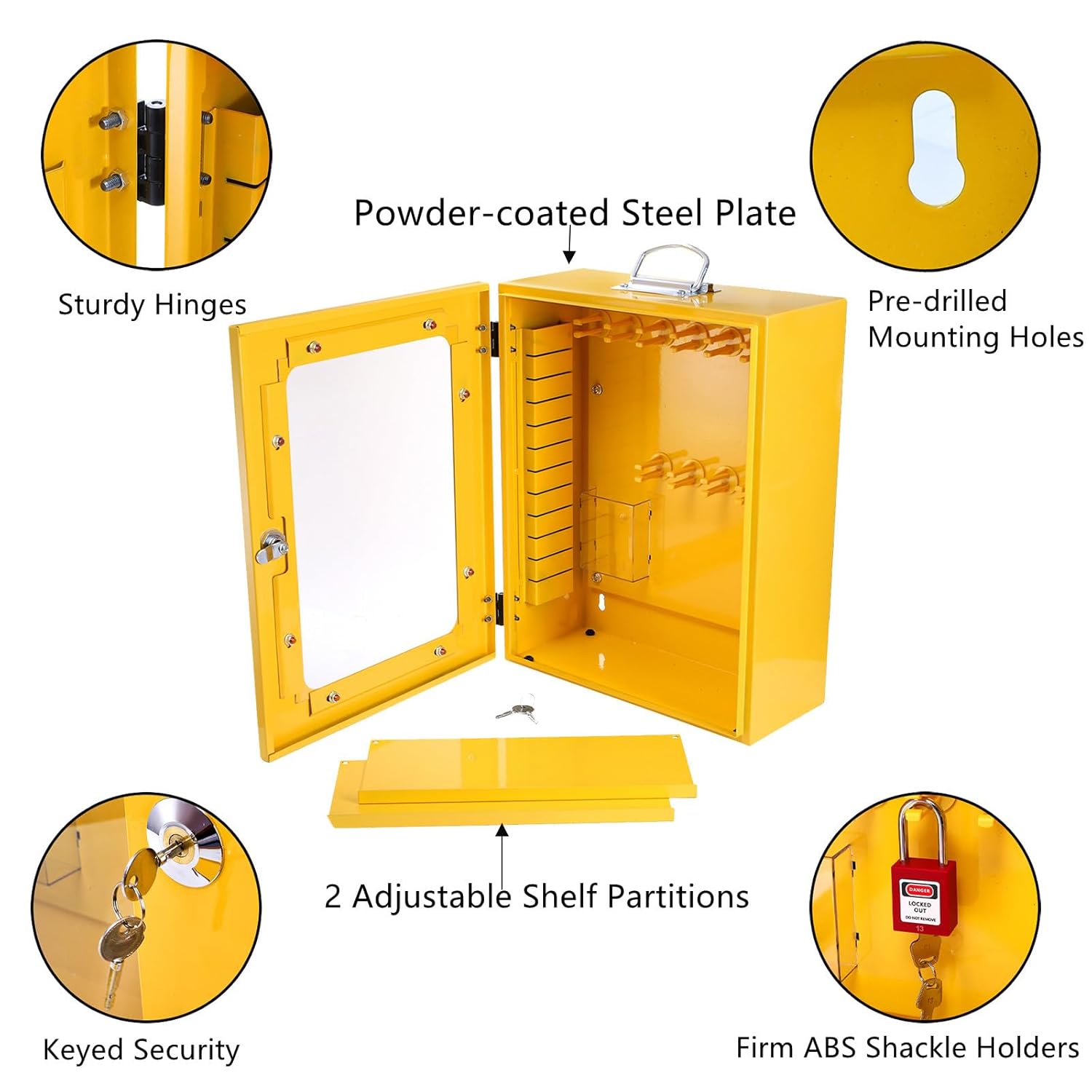 Electrical Safety Lockout Tagout Station with 80 Pieces Kit - Includes Padlock, Hasp, Tags, Ties, Breaker Lock, Valve Lock, Plug Lock, Cable Lock