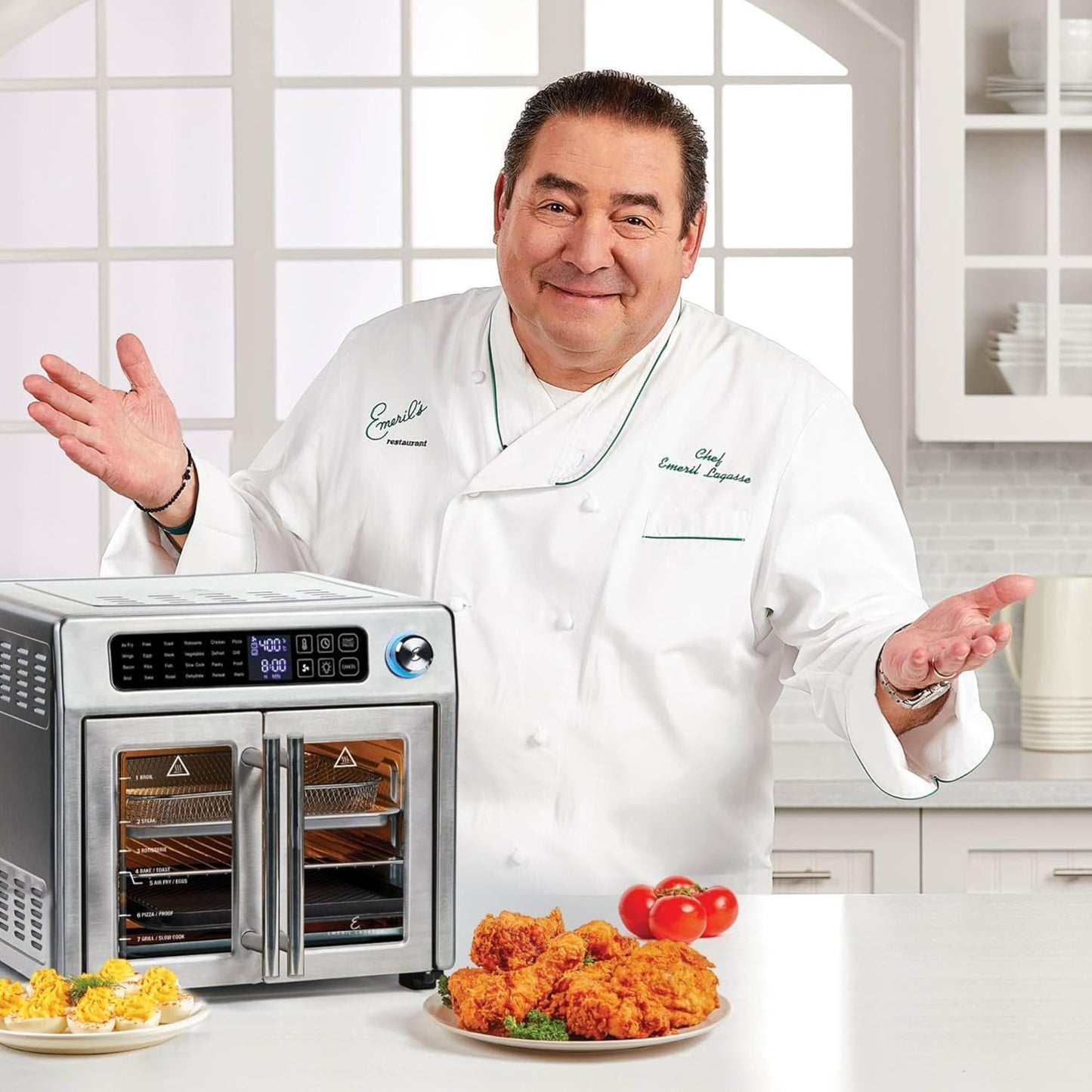 Emeril Lagasse 26QT French Door Air Fryer Toaster Oven Combo with 24 Cooking Functions & Digital Controls - Stainless Steel Finish, 7 Accessories