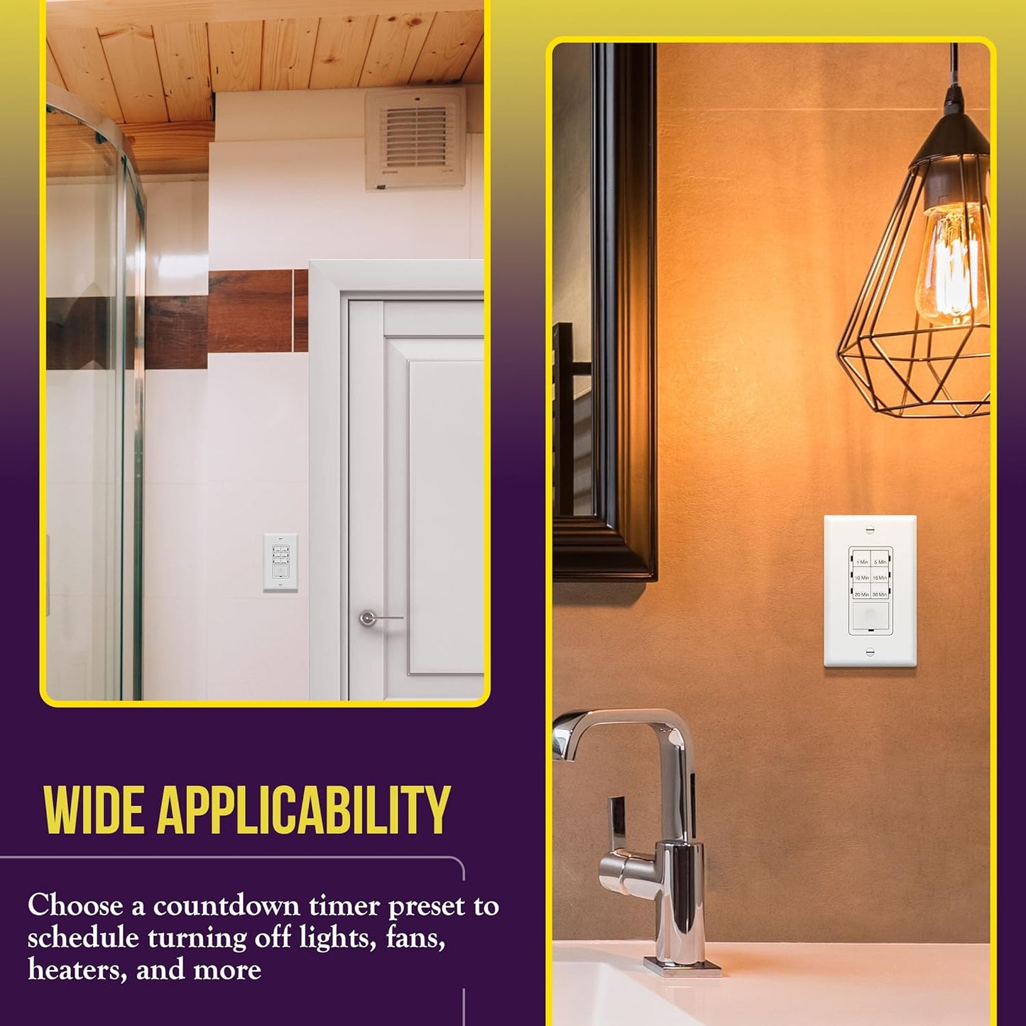 ENERLITES Bathroom Fan and Light Countdown Timer Switch - 1-30 Min, Neutral Wire, UL Listed - White