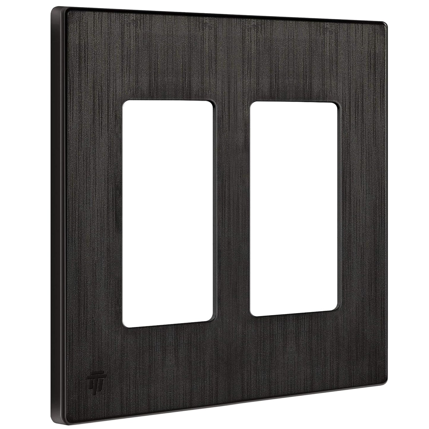 ENERLITES Elite Series 2-Gang Screwless Decorator Wall Plate in Brushed Dark Bronze - Child Safe Outlet Cover with Gloss Finish, Unbreakable Polycarbonate Thermoplastic - SI8832-BDB