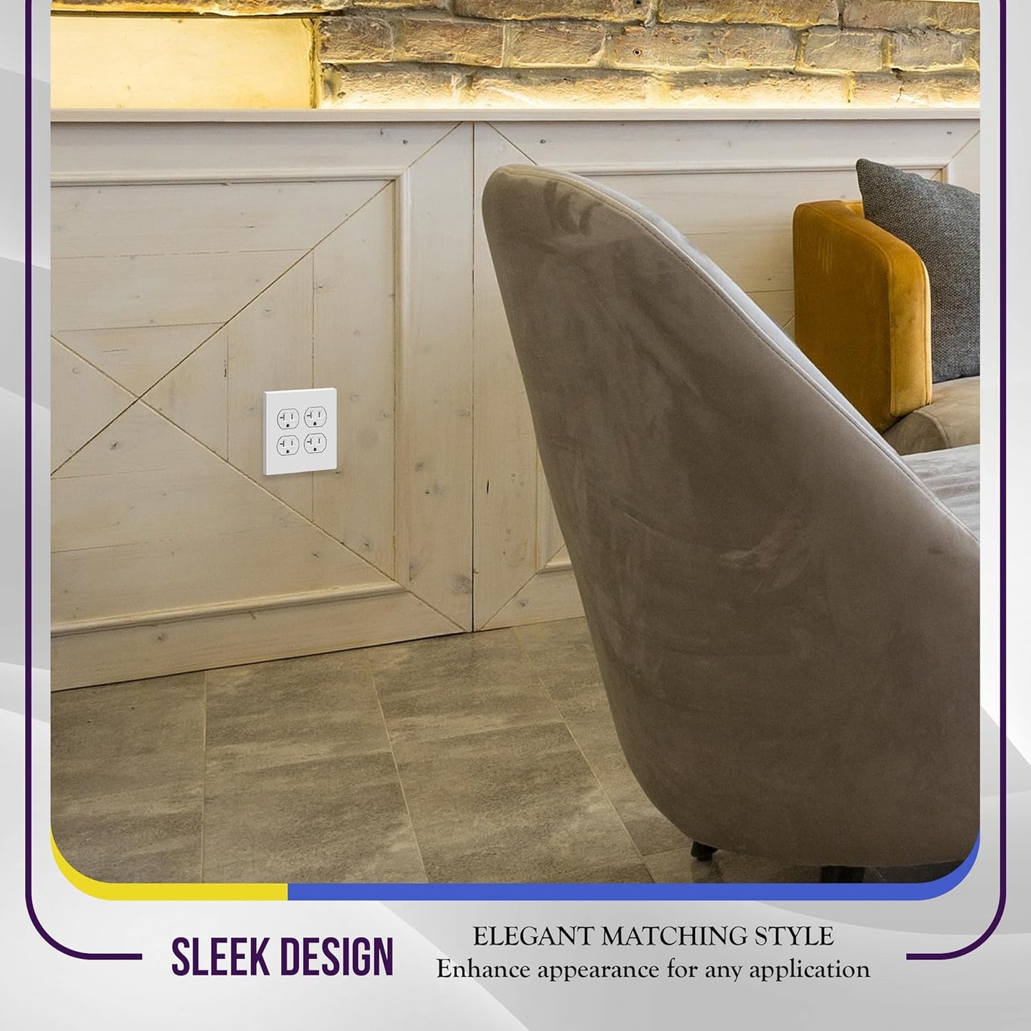 ENERLITES SI8822-W Screwless Duplex Wall Plate, Child Safe Outlet Cover, 2-Gang 4.68" x 4.73", Unbreakable Polycarbonate, Glossy White - UL Listed