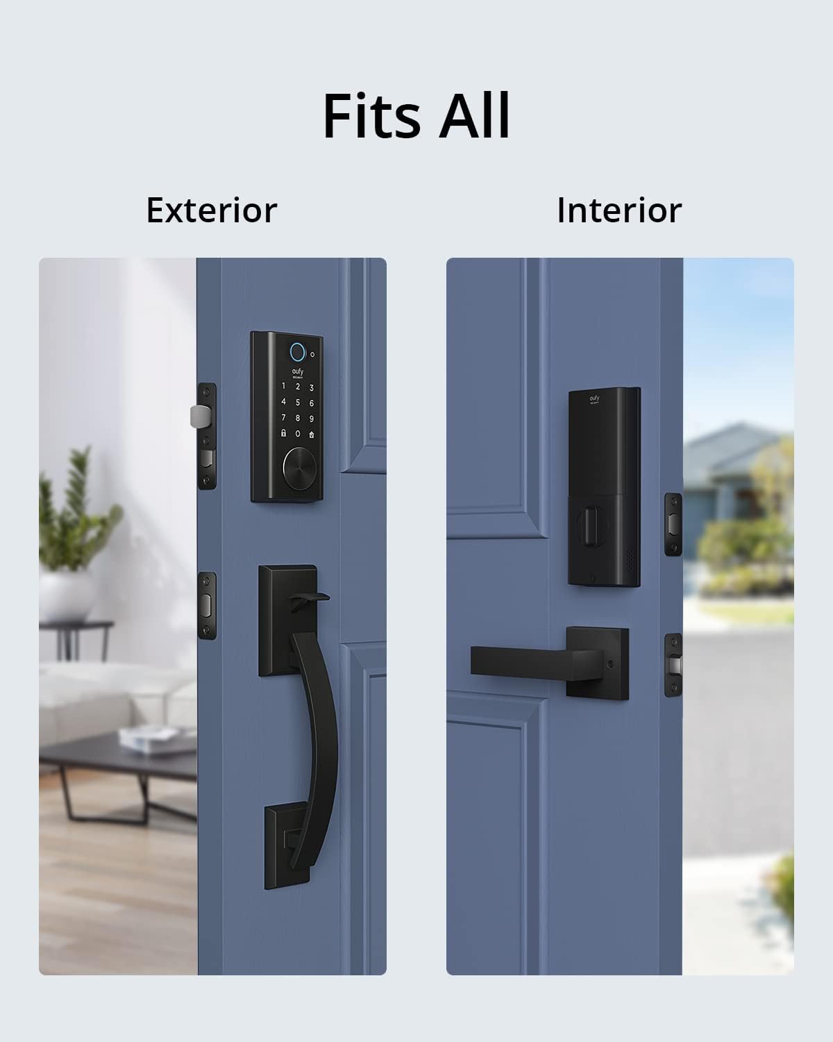 eufy Security Lever Handle - Simple Installation, Universal Fit - Matte Black