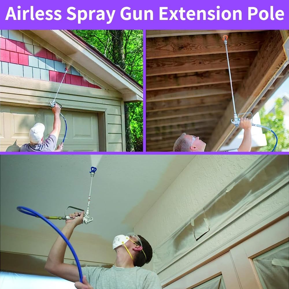 Extension Pole Set with Airless Spray Gun Tips for Paint Sprayer Wands - 5-Piece Set (8in 12in 20in 30in 40in)