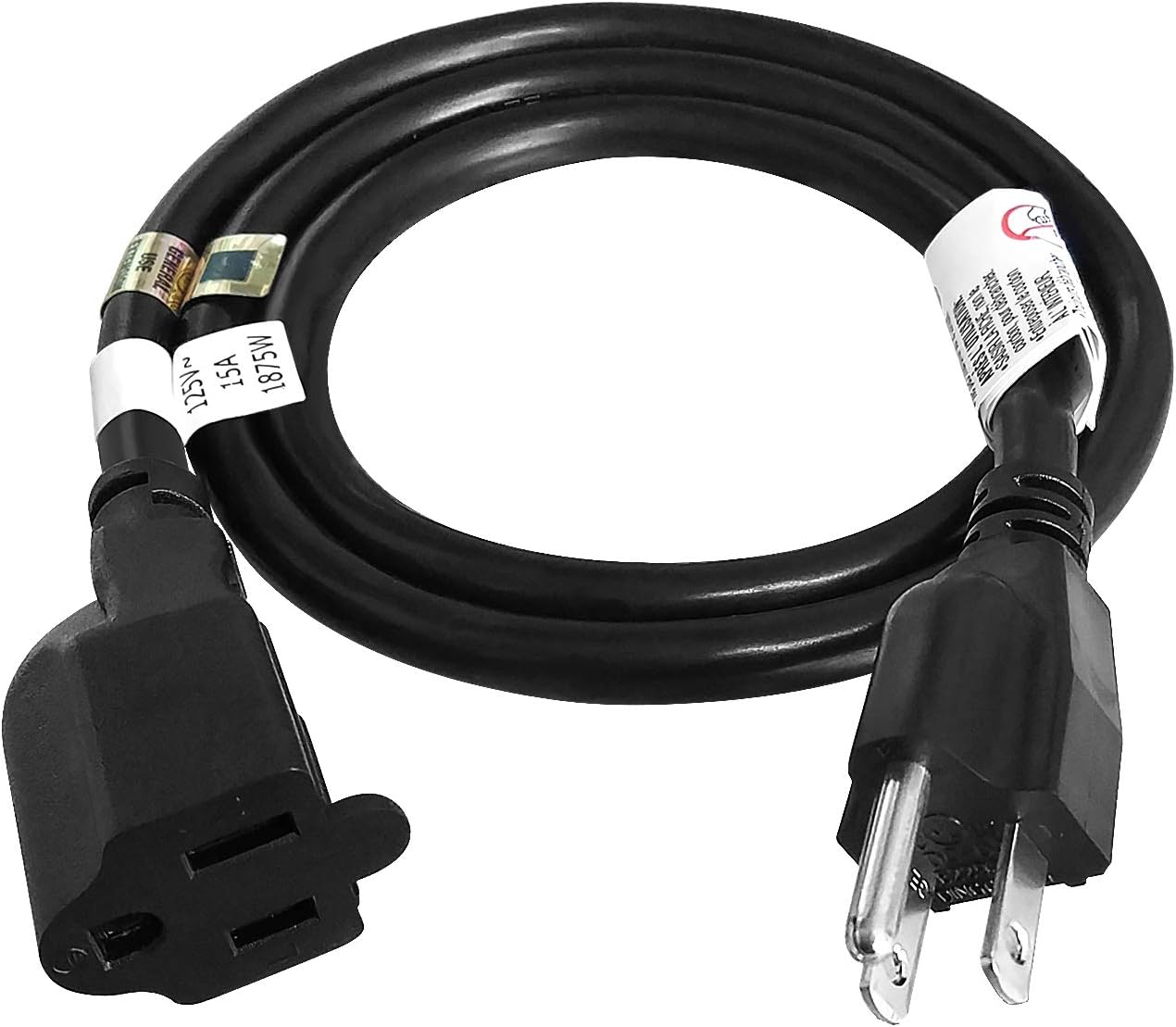 FIRMERST 3-Foot 14 AWG 15A Black Heavy Duty Extension Cord - 1875W Power Capacity