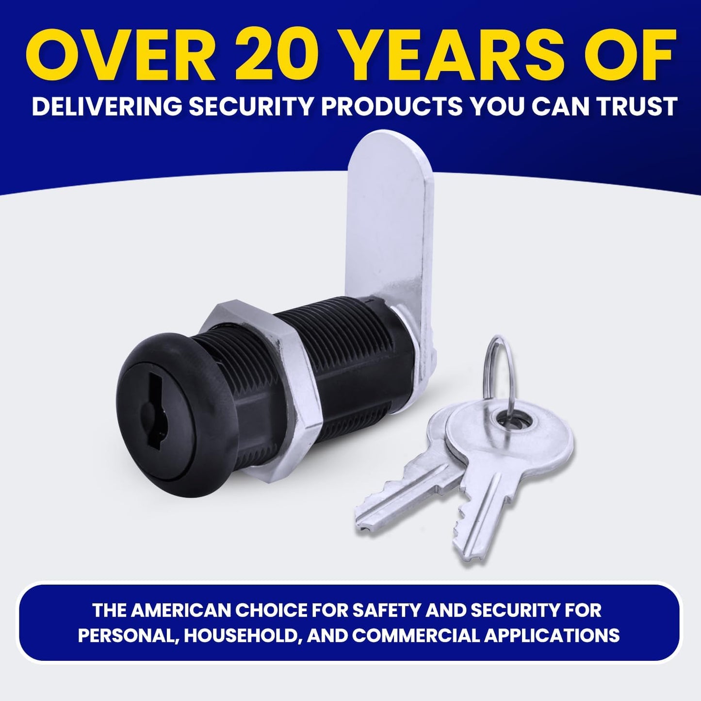 FJM Security 9100A-BLK-KD Disc Tumbler Cam Lock - Smart Home & Cabinet Baby Proofing Solution - 1 3/8” Cylinder - Black Finish