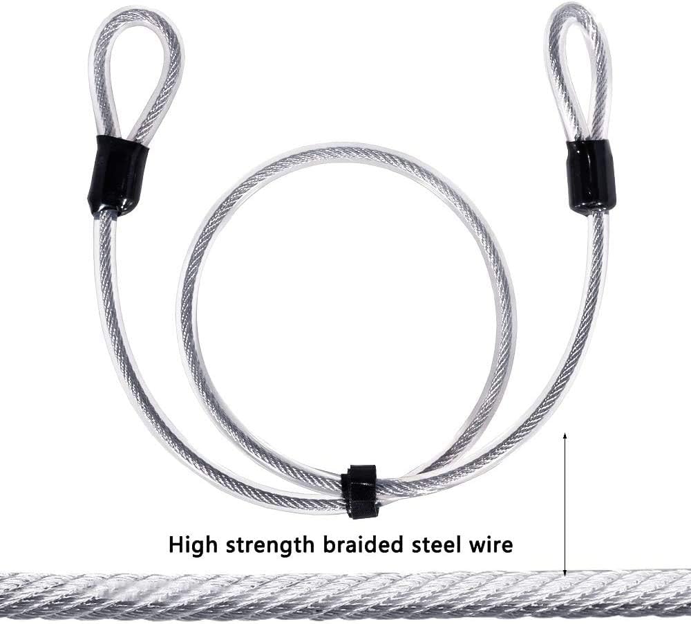 Flexible Stainless Steel Safety Cable with Double Loop Braided Design for U-Locks, Padlocks, and More - WildKart