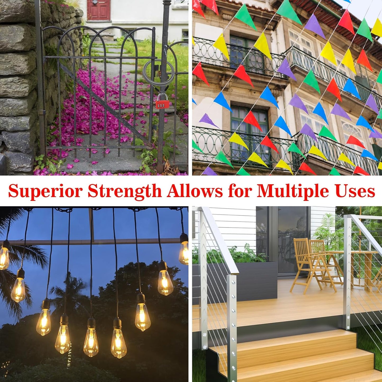 Flexible Stainless Steel Security Cable with Double Loop - 2 Pack, 1/8 inch Diameter, Various Length Options