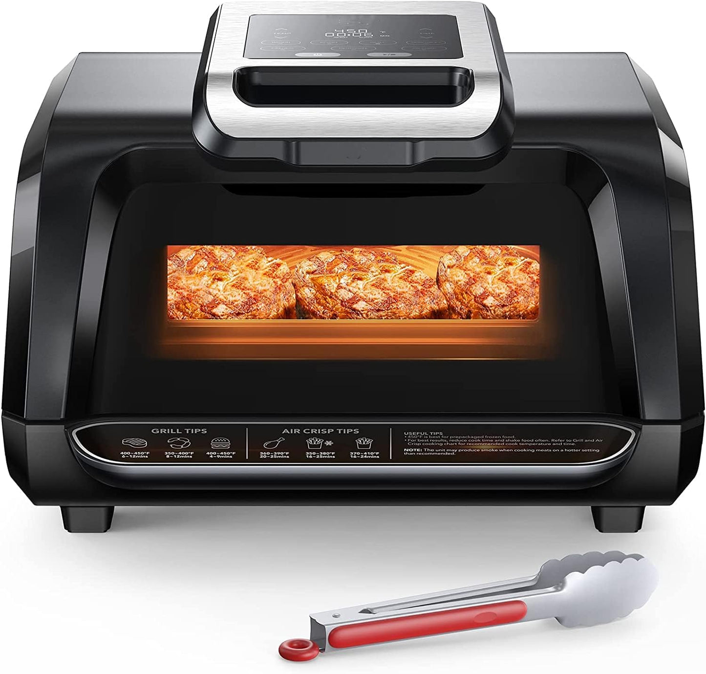 FlexWill 7-in-1 Electric Air Grill Fryer - Indoor Smokeless Contact Grill with Fast Even Heat and Non-Stick Removable Plates - 1750W - Perfect for Healthy Grilling and Flat Top Griddle - 4Qt Capacity