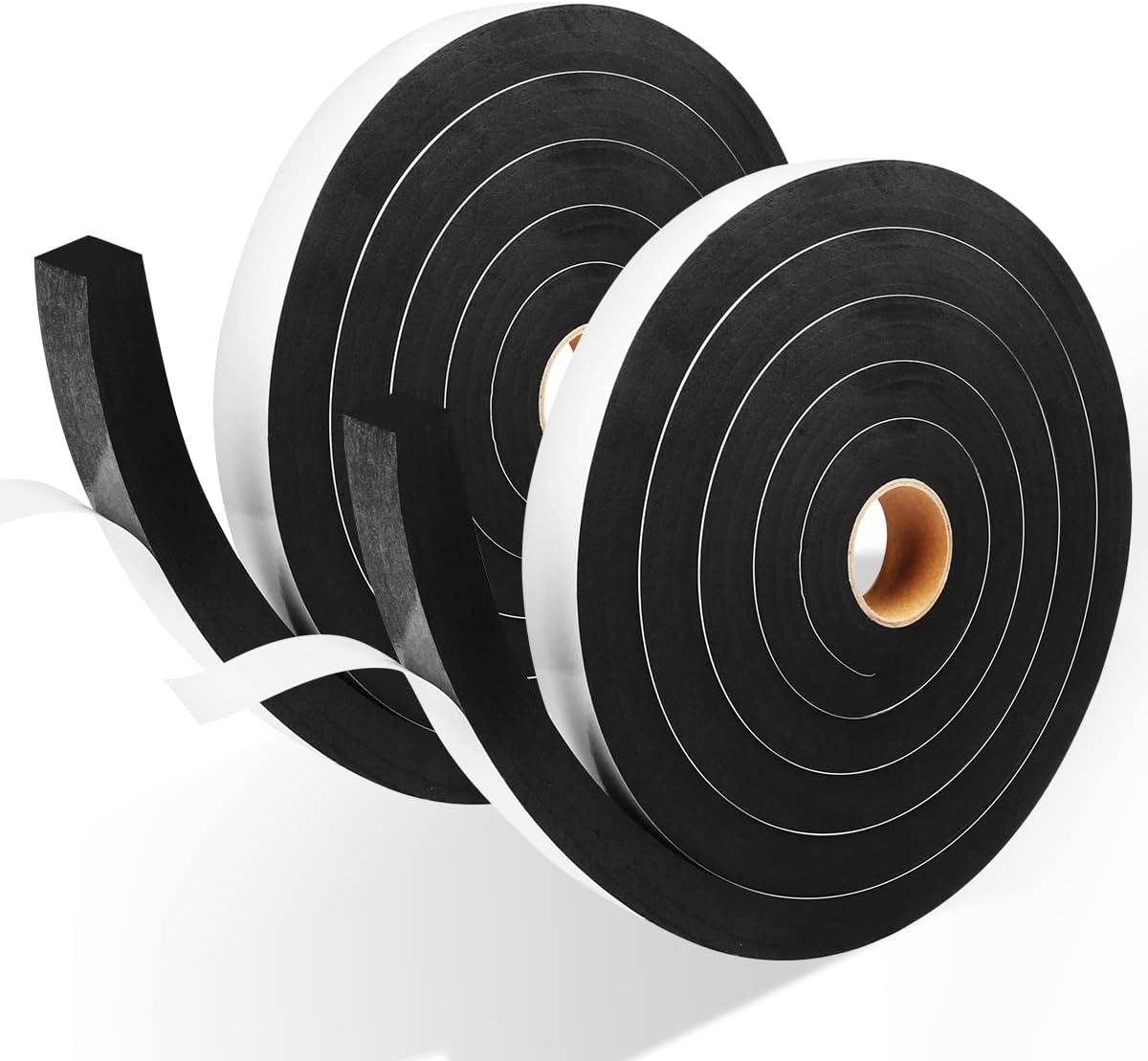 Foam Tape Weather Stripping Door Seal - 2 Rolls, 1'' W x 3/4'' T High Density Adhesive Strip, Total 16.5 Feet Long
