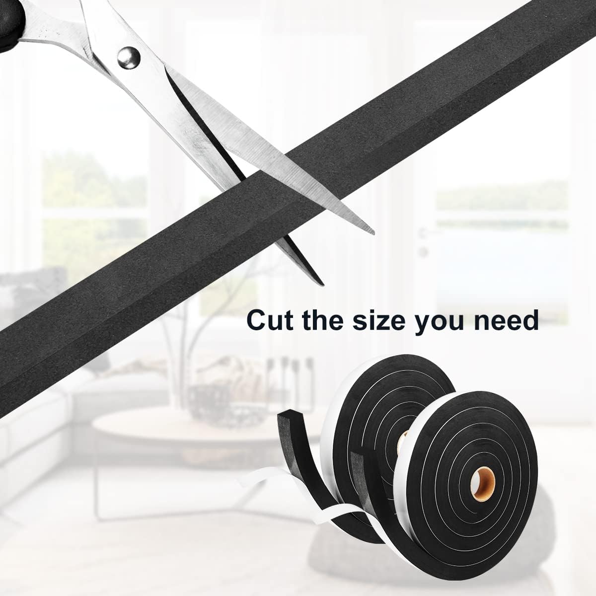 Foam Tape Weather Stripping Door Seal - 2 Rolls, 1'' W x 3/4'' T High Density Adhesive Strip, Total 16.5 Feet Long