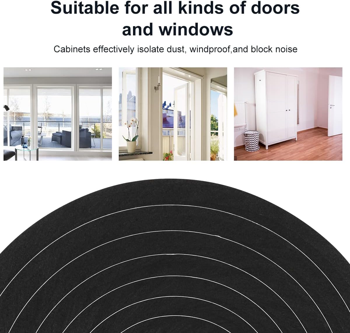 Foam Tape Weather Stripping Door Seal - 2 Rolls, 1'' W x 3/4'' T High Density Adhesive Strip, Total 16.5 Feet Long
