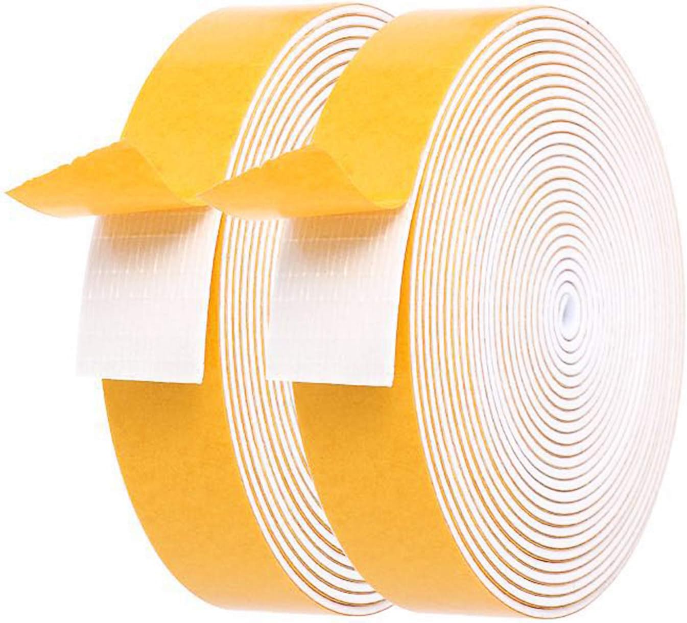 Foam Weather Stripping Rolls - 26ft Total Length, 1" Wide x 1/16" Thick, Adhesive Foam Strip for Door and Window Insulation