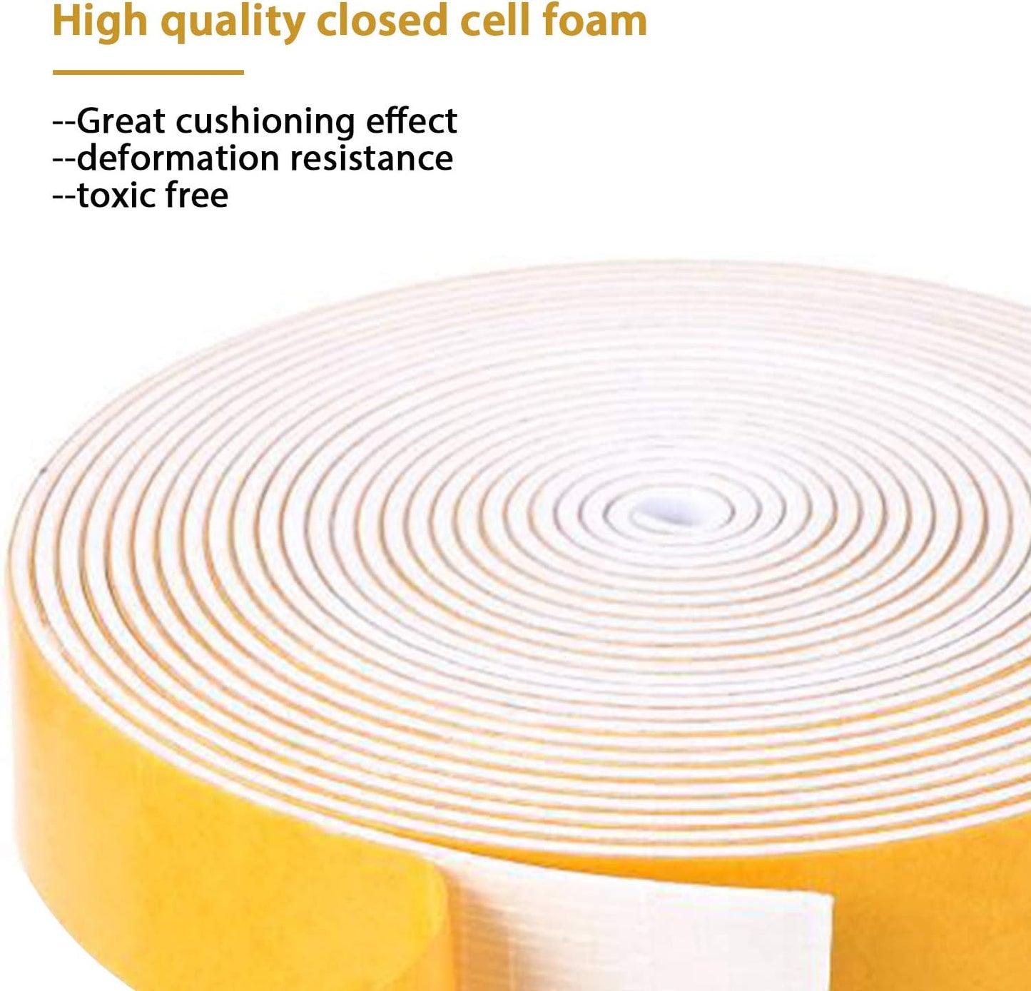 Foam Weather Stripping Rolls - 26ft Total Length, 1" Wide x 1/16" Thick, Adhesive Foam Strip for Door and Window Insulation