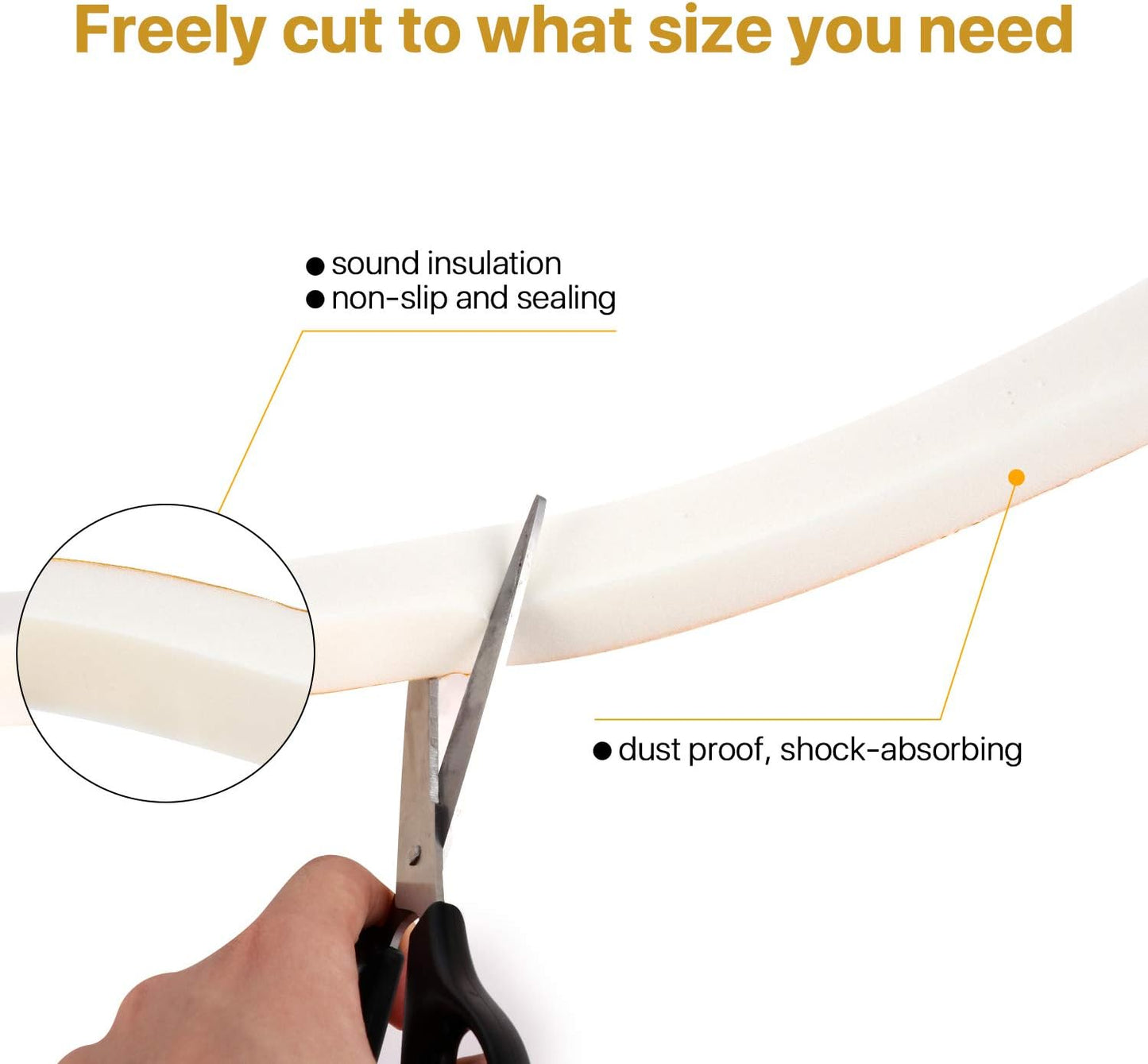 Foam Weather Stripping Rolls - 26ft Total Length, 1" Wide x 1/16" Thick, Adhesive Foam Strip for Door and Window Insulation
