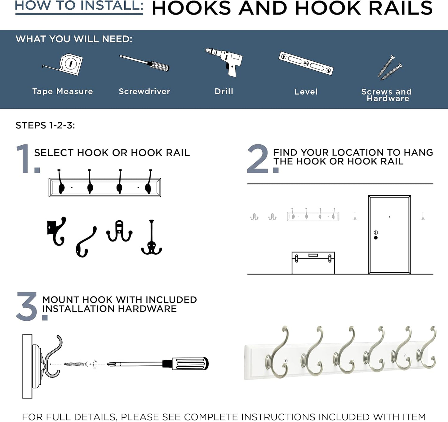 Franklin Brass Casual Curve Wall Mounted Coat Rack with 4 Nickel Hooks, 16 inches, Pure White Finish