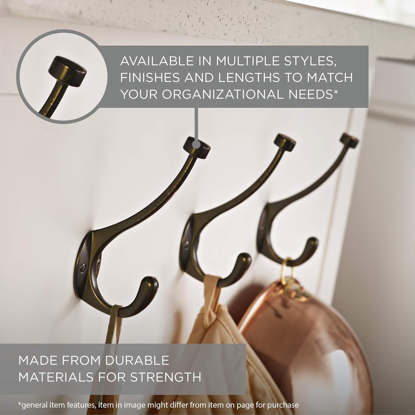 Franklin Brass Heavy Duty Double Coat and Hat Wall Hooks in Matte Nickel for Backpack, Purse, Towel Organization