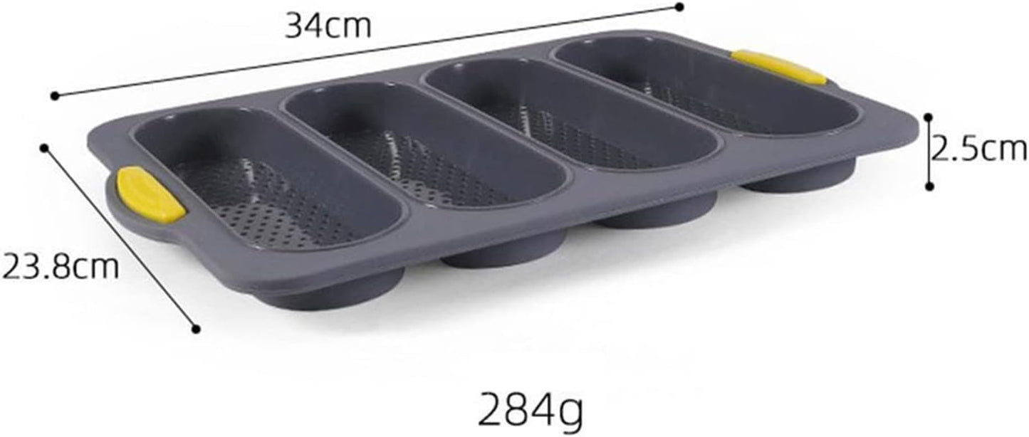 French Four-hole Non-stick Loaf Pan for Easy Baking - Silicone Bread Pan for Breakfast, Afternoon Tea, and Romantic Dinners