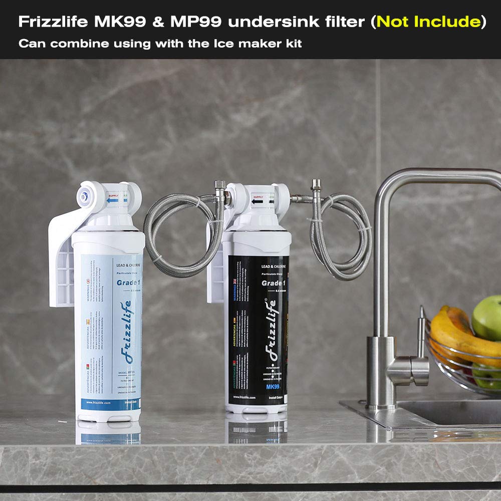 Frizzlife IMC-1 Ice Maker Fridge Water Line Installation Kit - Compatible with 1/4” & 3/8” Water Filtration and Reverse Osmosis Systems