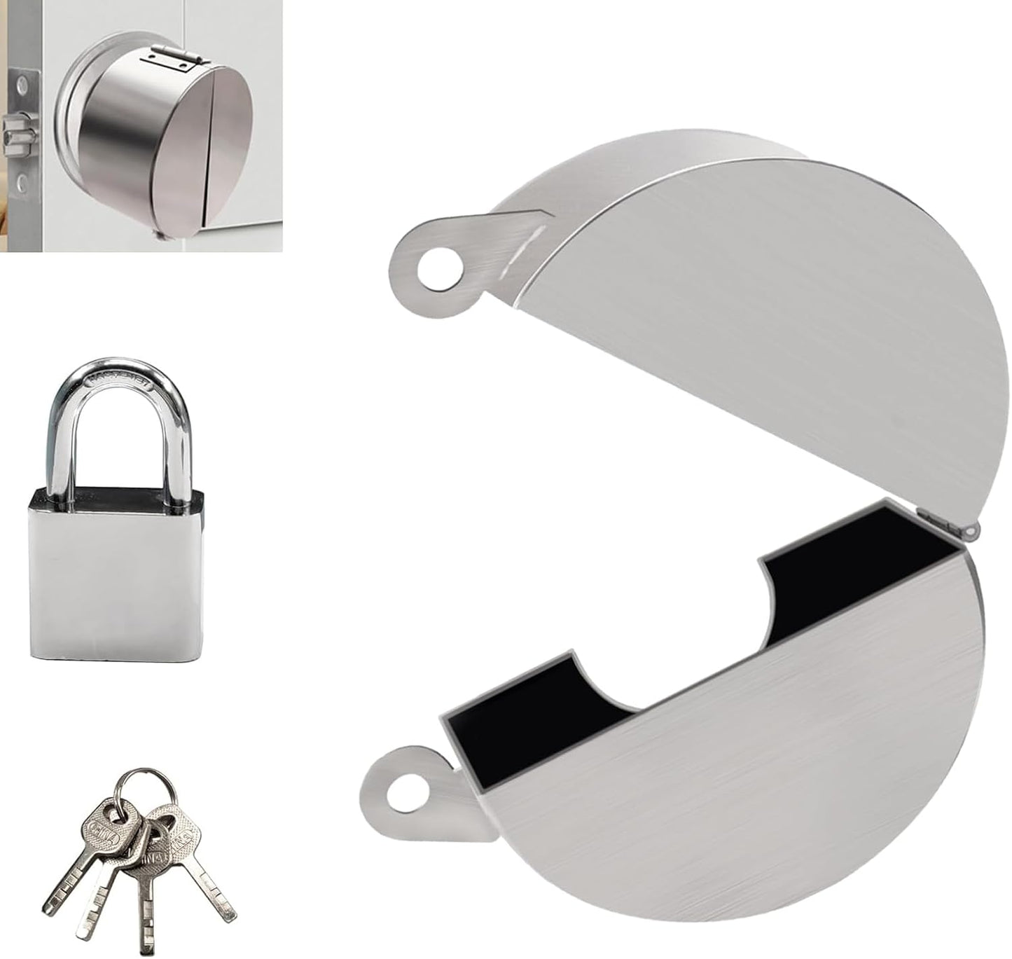 Funnytek Door Handle Lock Cover with Padlock and Keys - Prevents Unauthorized Access and Disable Doorknob