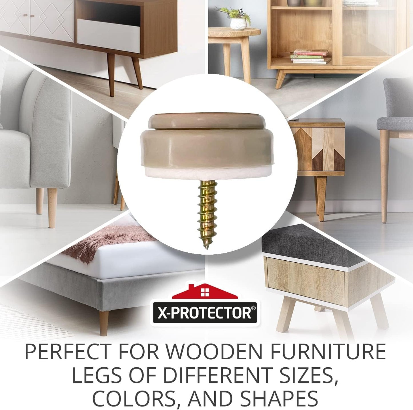 Furniture Glides X-PROTECTOR - 16 PCS 1" Chair Sliders - Screw-On Leg Protectors - Easy Furniture Movement on All Floors with Small Sliders!