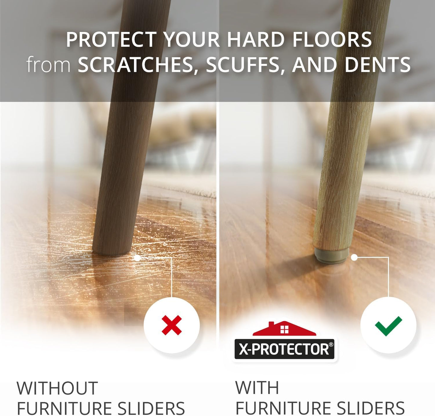Furniture Glides X-PROTECTOR - 16 PCS 1" Chair Sliders - Screw-On Leg Protectors - Easy Furniture Movement on All Floors with Small Sliders!
