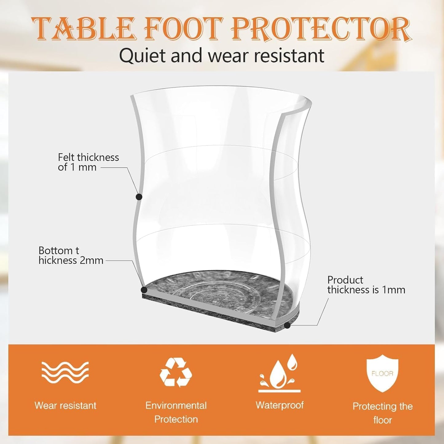 Furniture Pads for Chair Legs - 16 Pcs Floor Protectors for Chair/Table Feet, Sliders to Prevent Scratches and Noise - Caps/Pads for Smooth Moving (Medium Size 1.3''~1.8'')