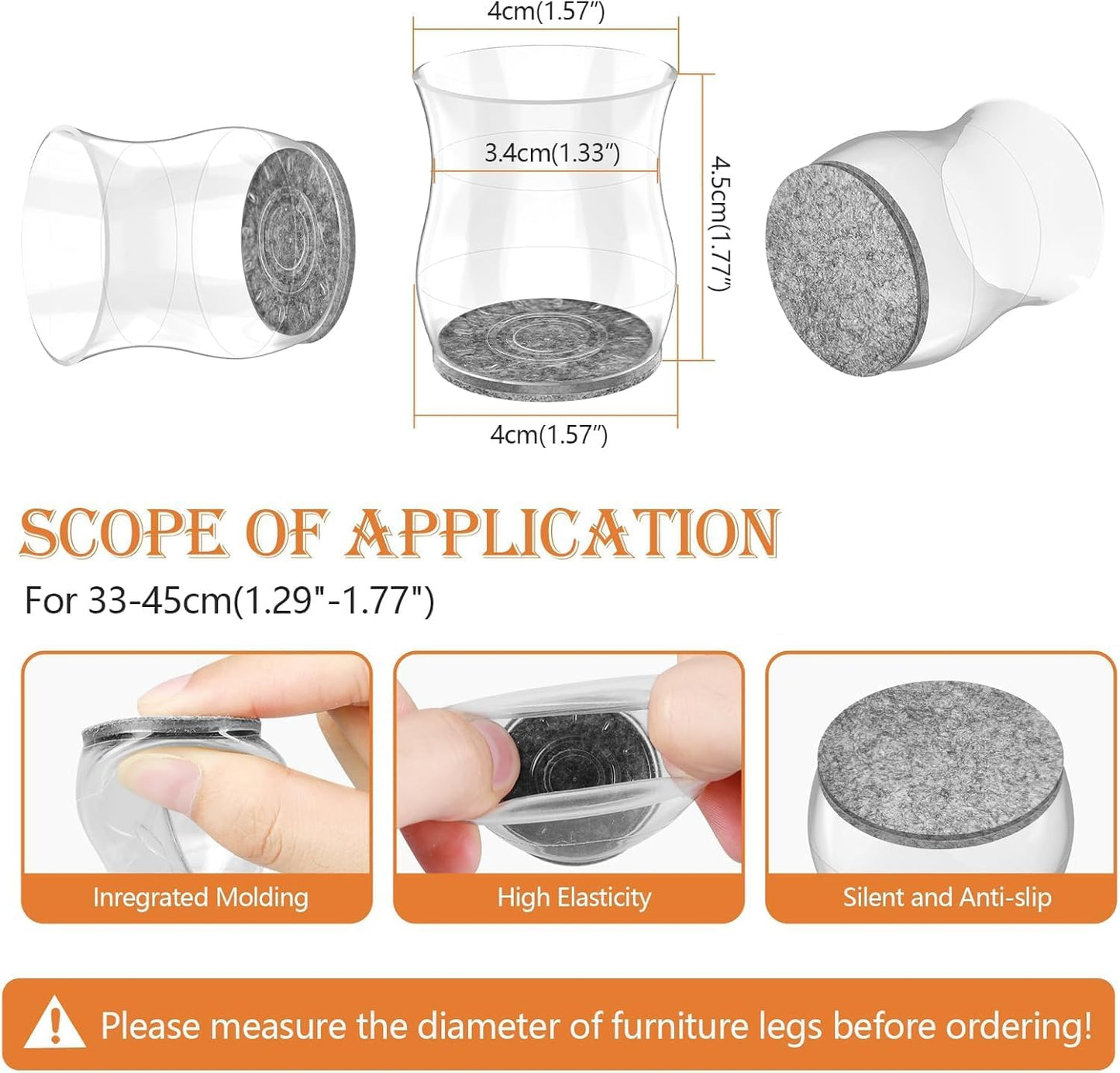 Furniture Pads for Chair Legs - 16 Pcs Floor Protectors for Chair/Table Feet, Sliders to Prevent Scratches and Noise - Caps/Pads for Smooth Moving (Medium Size 1.3''~1.8'')