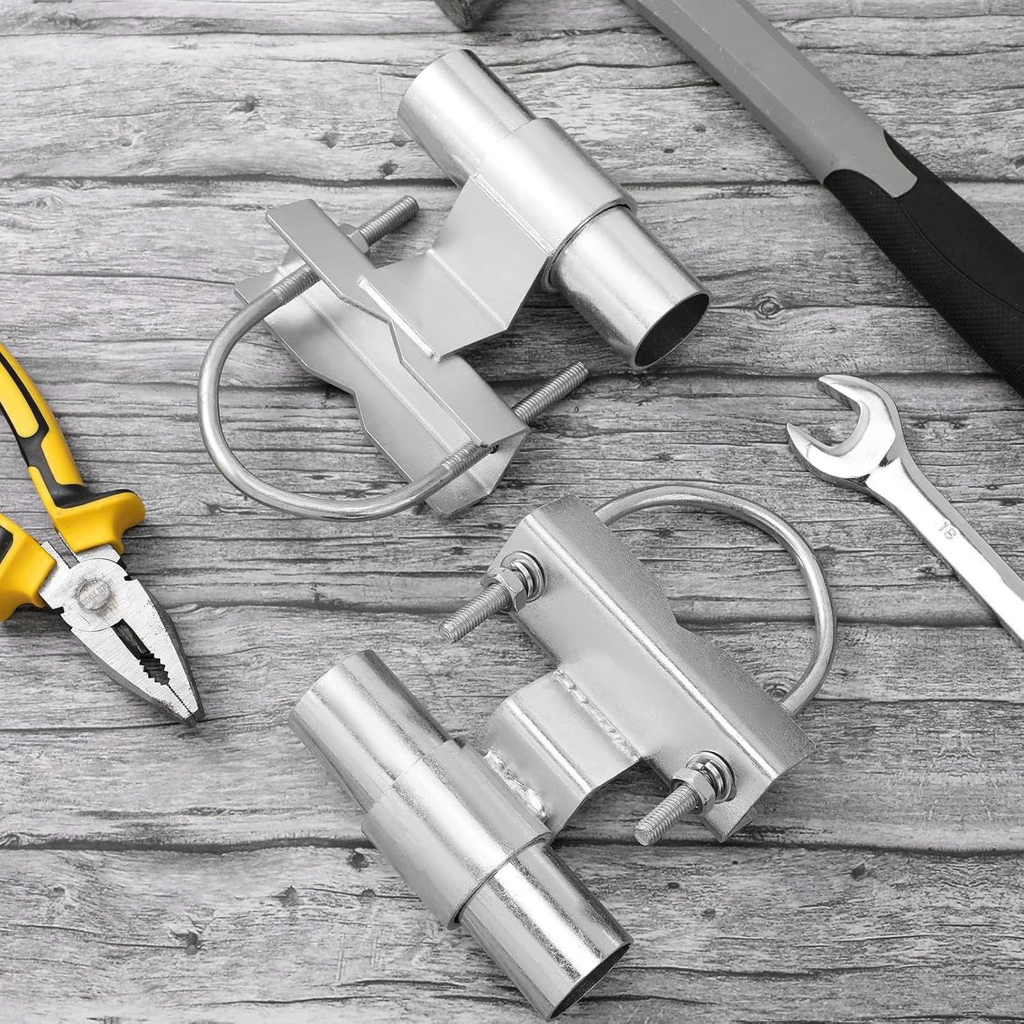 Galvanized Steel Chain Link Fence Rolling Gate Track Bracket Set - Universal Wall Mount for 1-5/8" to 2-7/8" Diameter Pipe Post