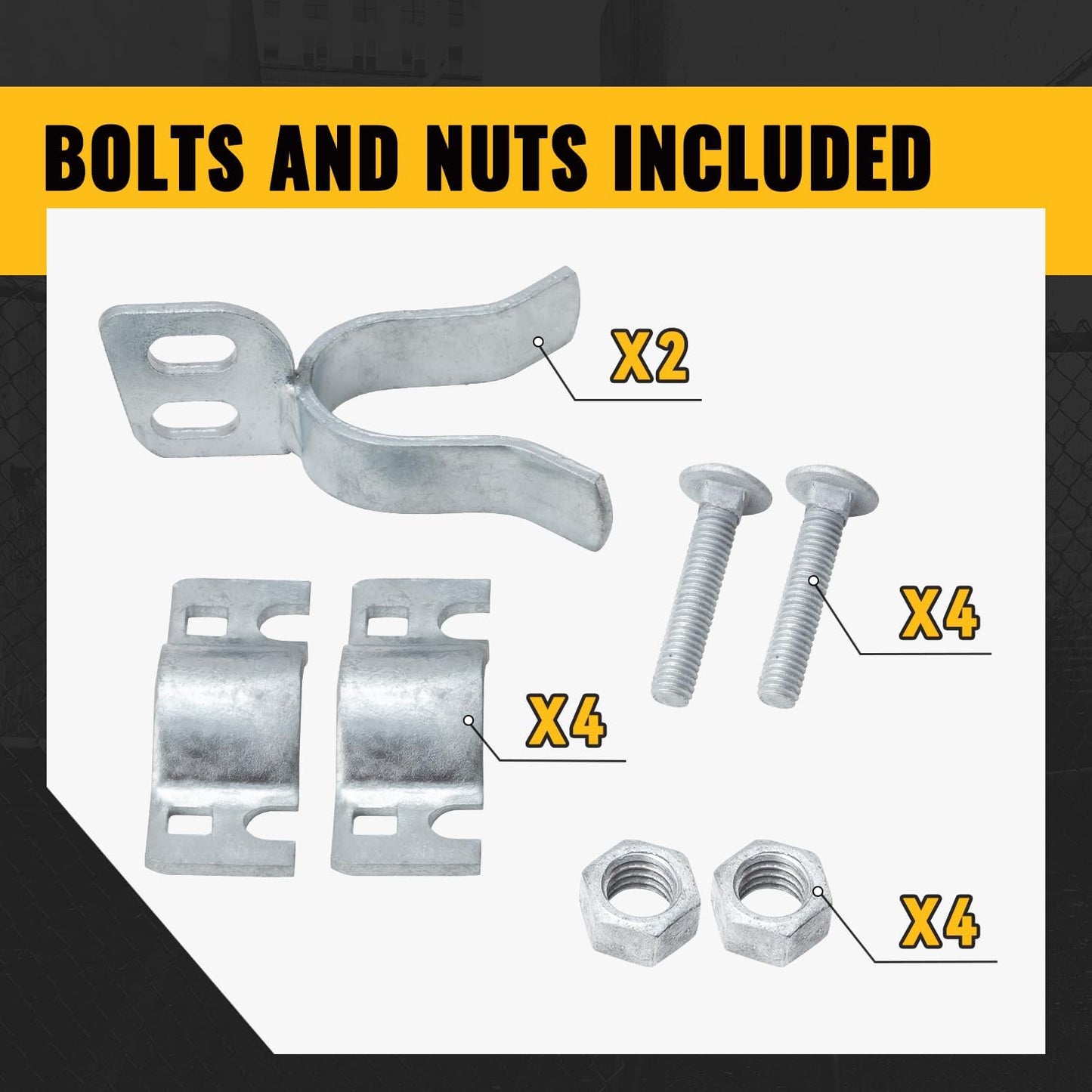 Galvanized Steel Chain Link Gate Latch with Padlock Hole, 1-3/8" x 1-3/8", 2 PCS - Fence Parts