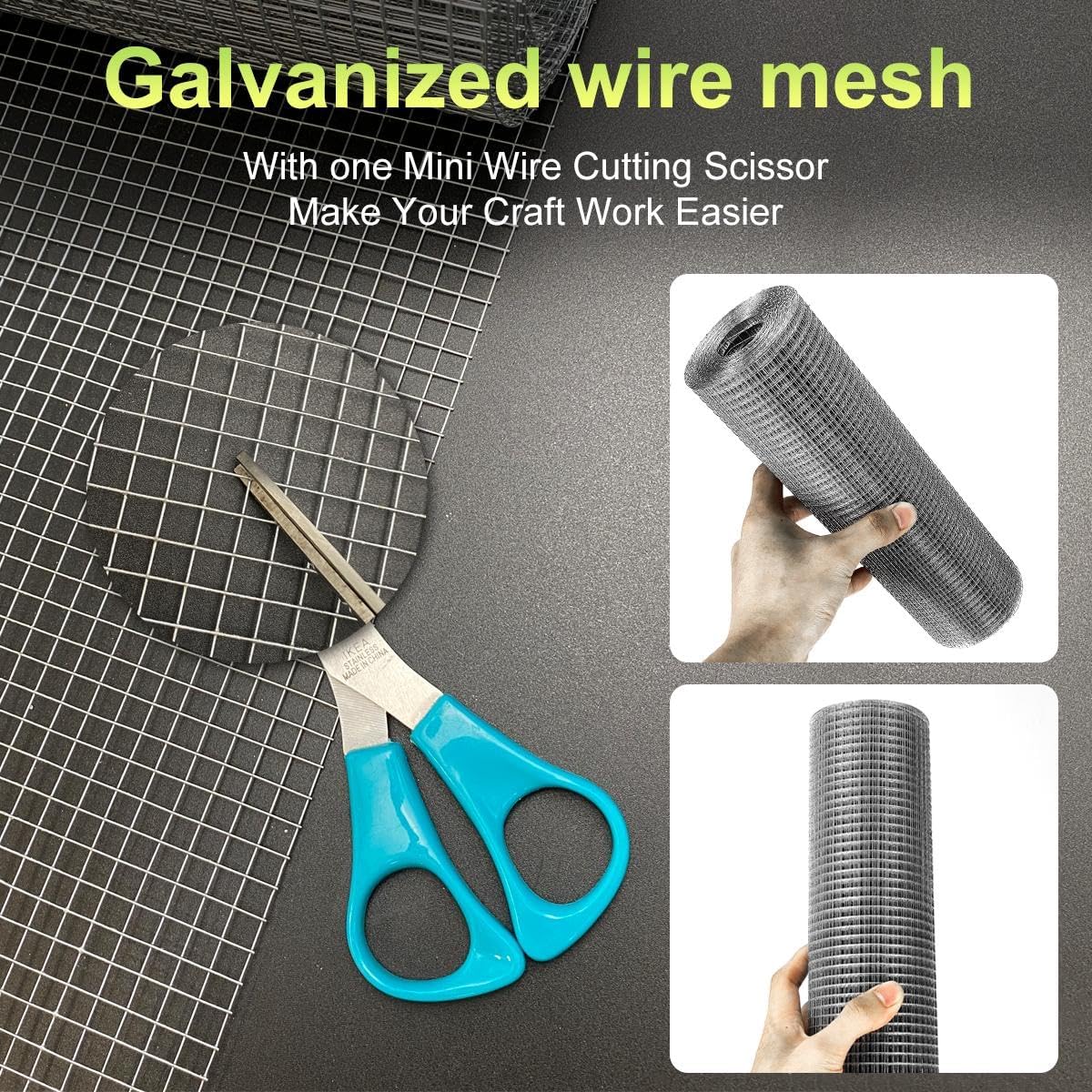 Galvanized Wire Mesh Roll 8'' x 10' - 1/4 inch - 23 GA - Chicken Wire Fence for Poultry, Rabbit, and Snake Fences