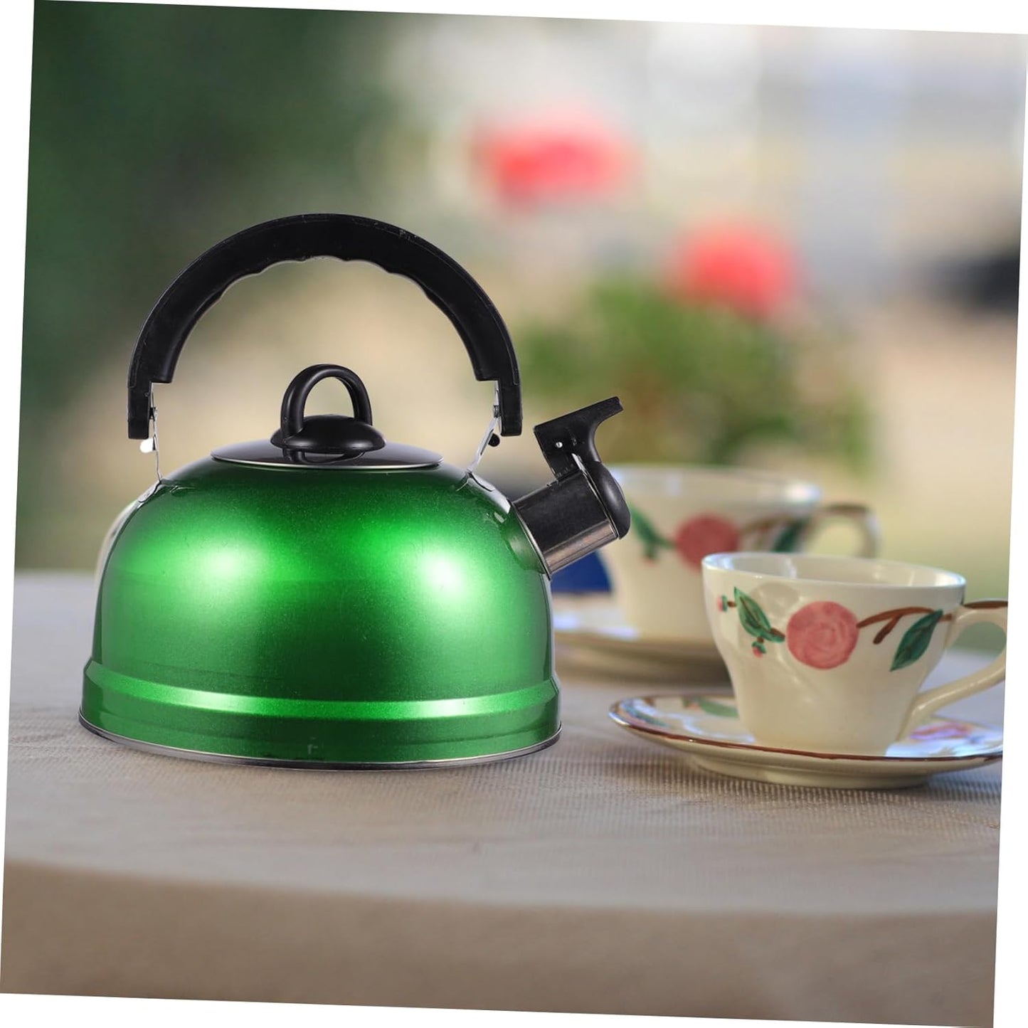 Garneck 2 Pcs Stainless Steel Electric Kettle Set for Boiling Water - Chirping Kettle Espresso Maker - Gas and Induction Stove Safe - Portable Camping Tea Kettle - Green Color