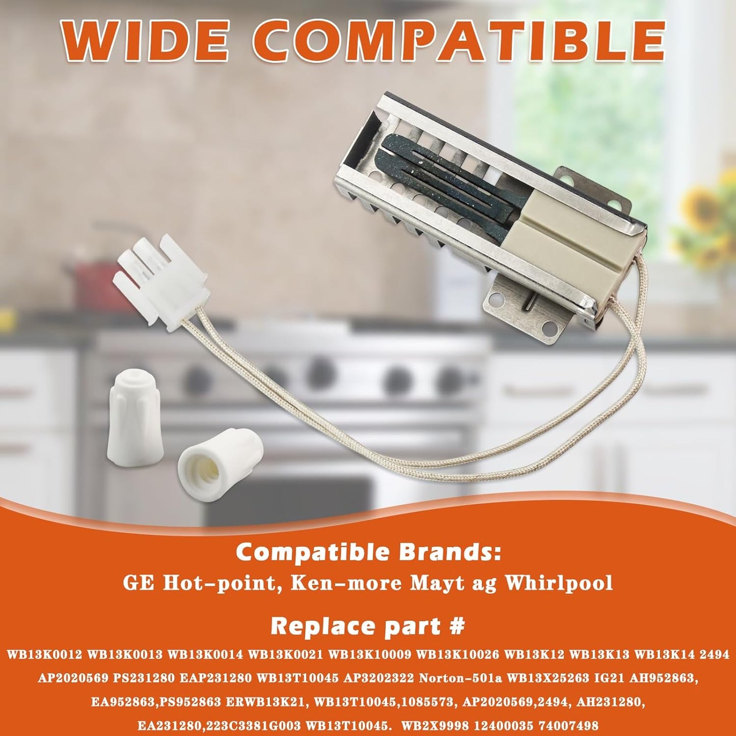 Gas Oven Igniter WB13K21 for Kenmore GE Range, Replaces 5303935066 IG9998 Norton-501a DG94-00520A WB2X9998 NX58H5600SS - Universal Replacement by TOMOON