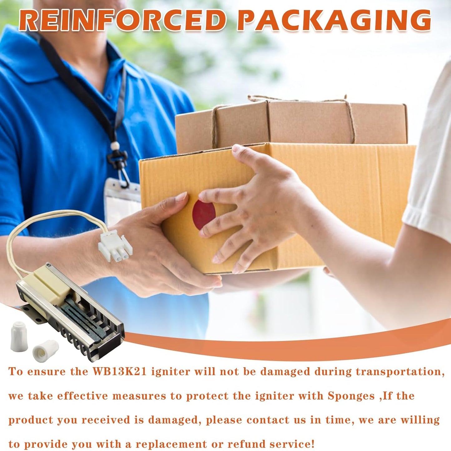 Gas Oven Igniter WB13K21 for Kenmore GE Range, Replaces 5303935066 IG9998 Norton-501a DG94-00520A WB2X9998 NX58H5600SS - Universal Replacement by TOMOON