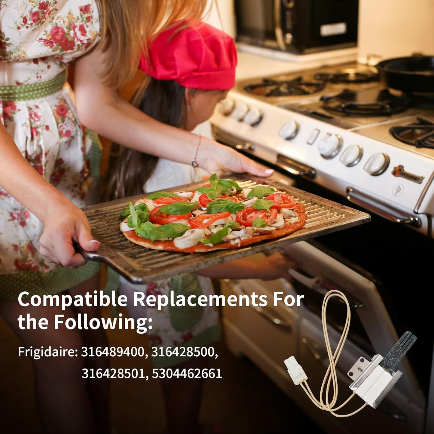 Gas Range Oven Igniter Flat Ignitor - GEIparts 316489400 Replacement for 5304534663, 316428500, 316428501, 5304462661 - AP3963540