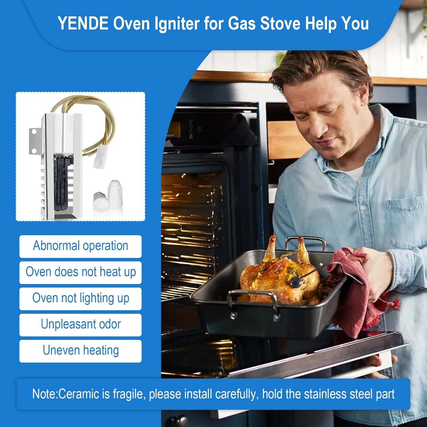 Gas Stove Oven Igniter for Whirlpool, Amana, Estate, Magic Chef, and Roper - Replaces W10918546VP, AP6037202, PS11770066 - Compatible with Various Models (SF1/2/3, TGP, VSF, WFG, YSF)