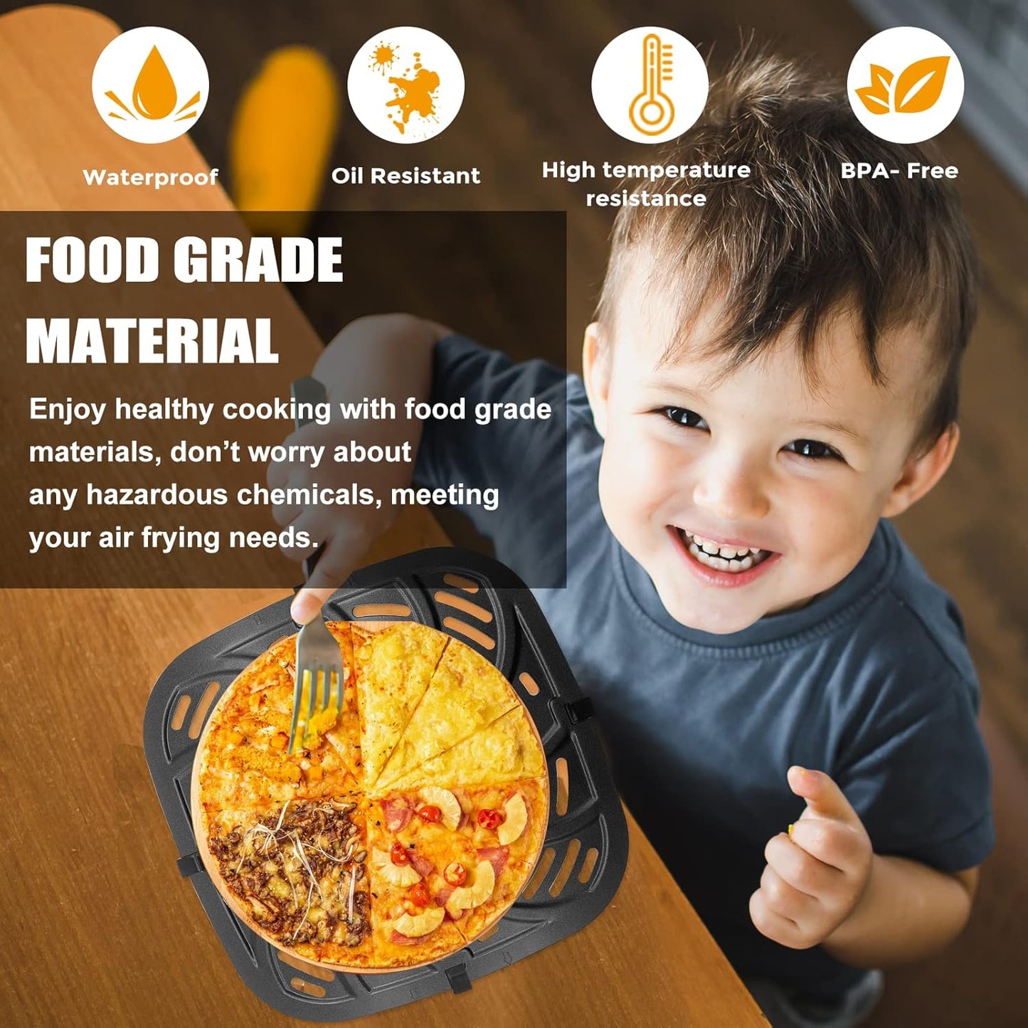 GCQ Air Fryer Grill Pan for Chefman TurboTouch Easy View Air Fryer 8 QT - Non-Stick Replacement Tray Rack with Rubber Bumpers - Dishwasher Safe