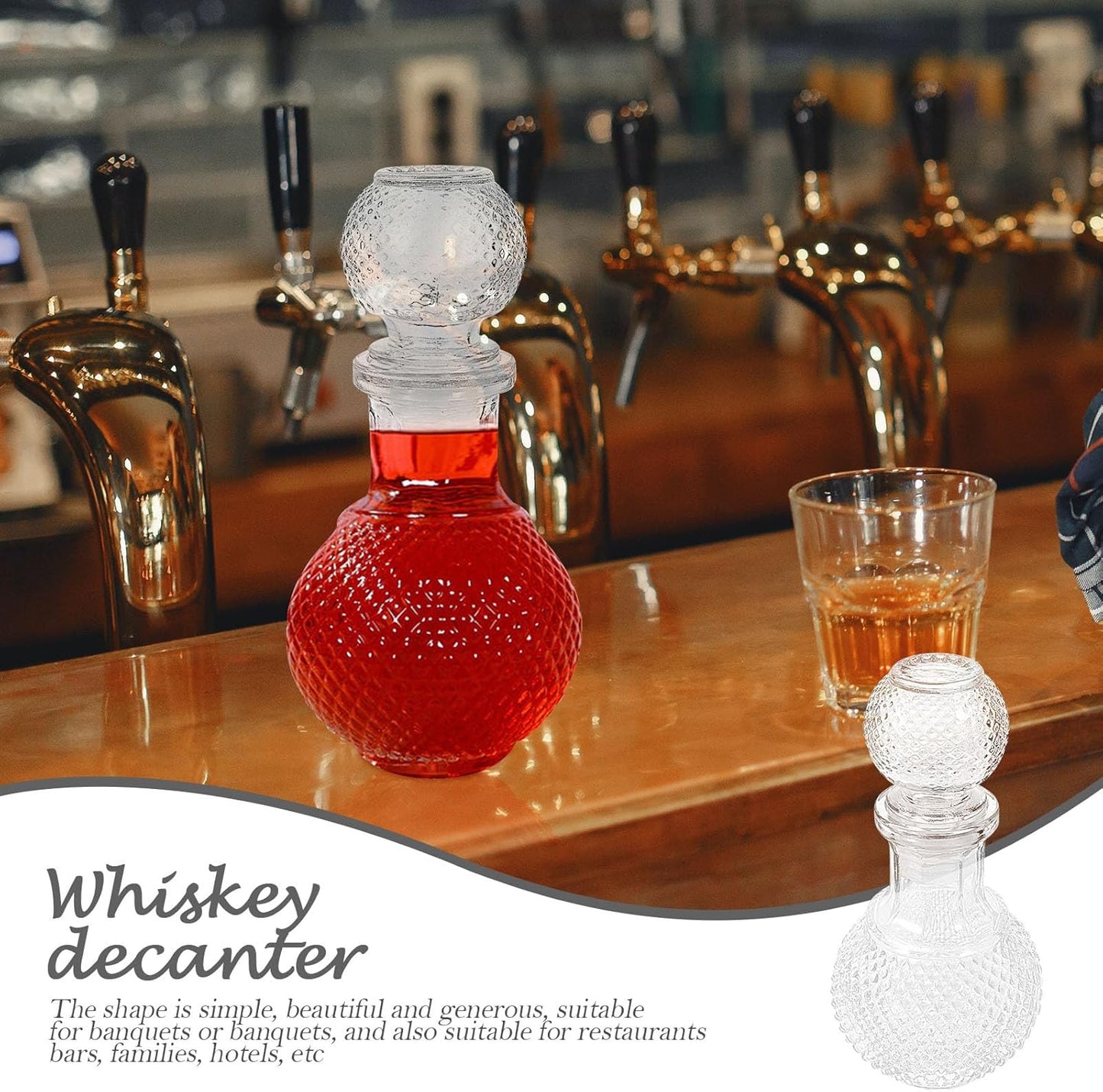 Glass Decanter Set with Stopper - 250ml Bottle Dispenser for Whiskey, Tequila, and Brandy - Tofficu Whiskey Decanter