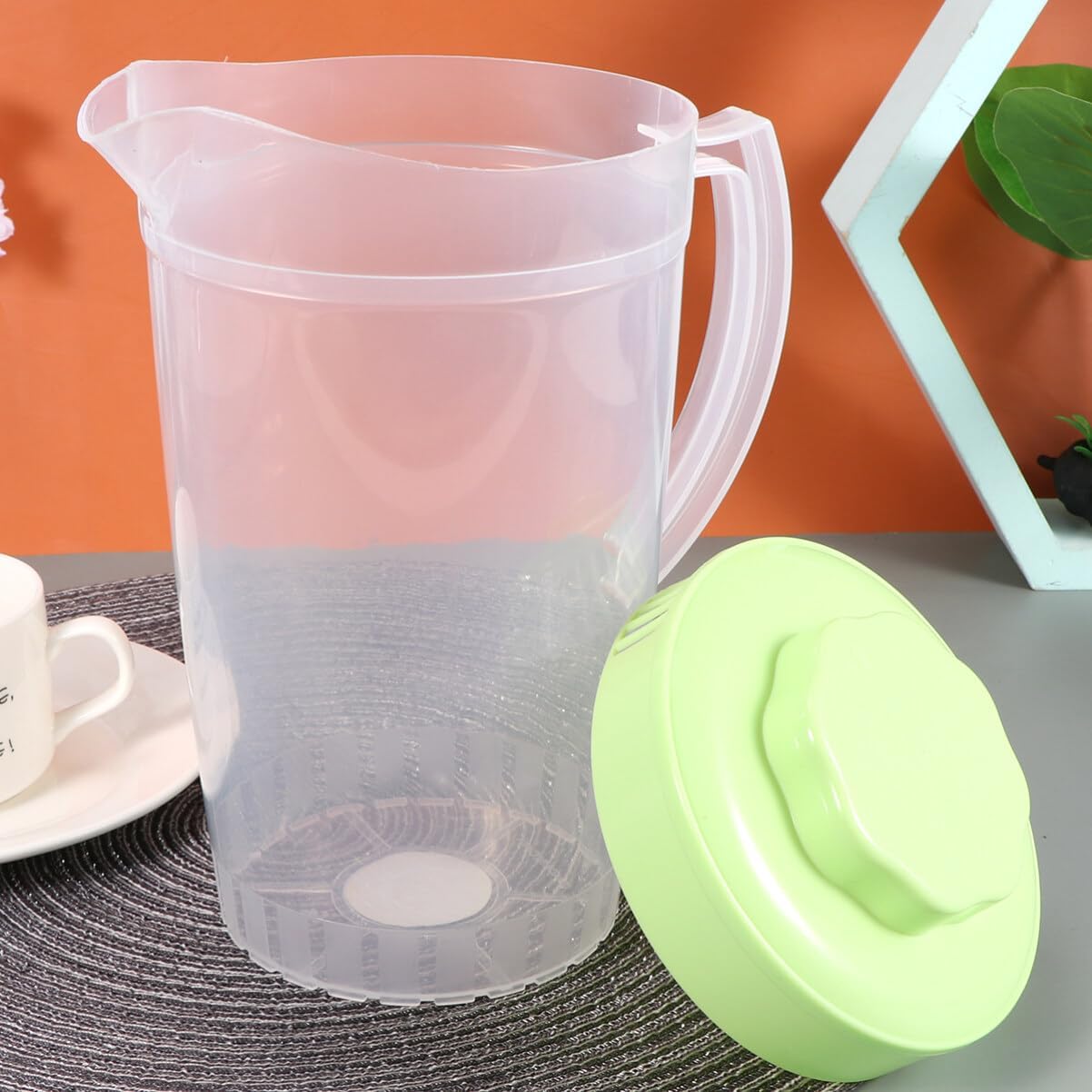 Glass Pitcher with Lid - 1 Piece Cold Beverage Dispenser for Lemonade, Juice, Tea, and Milk - Reusable and Easy to Pour