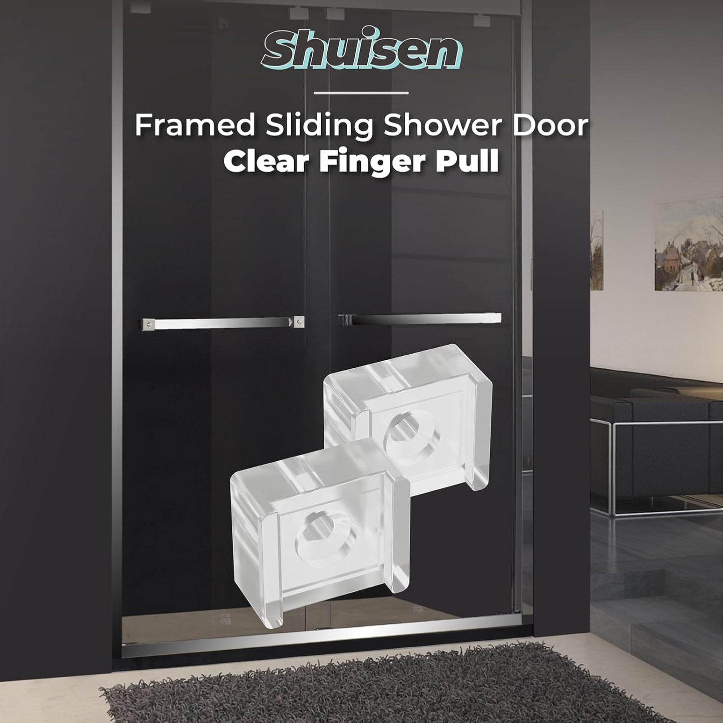 Glass Sliding Door Finger Pull & Bumper Stops Set - Shower Door Replacement Parts for Basco/Alumax Doors - 2 Pack