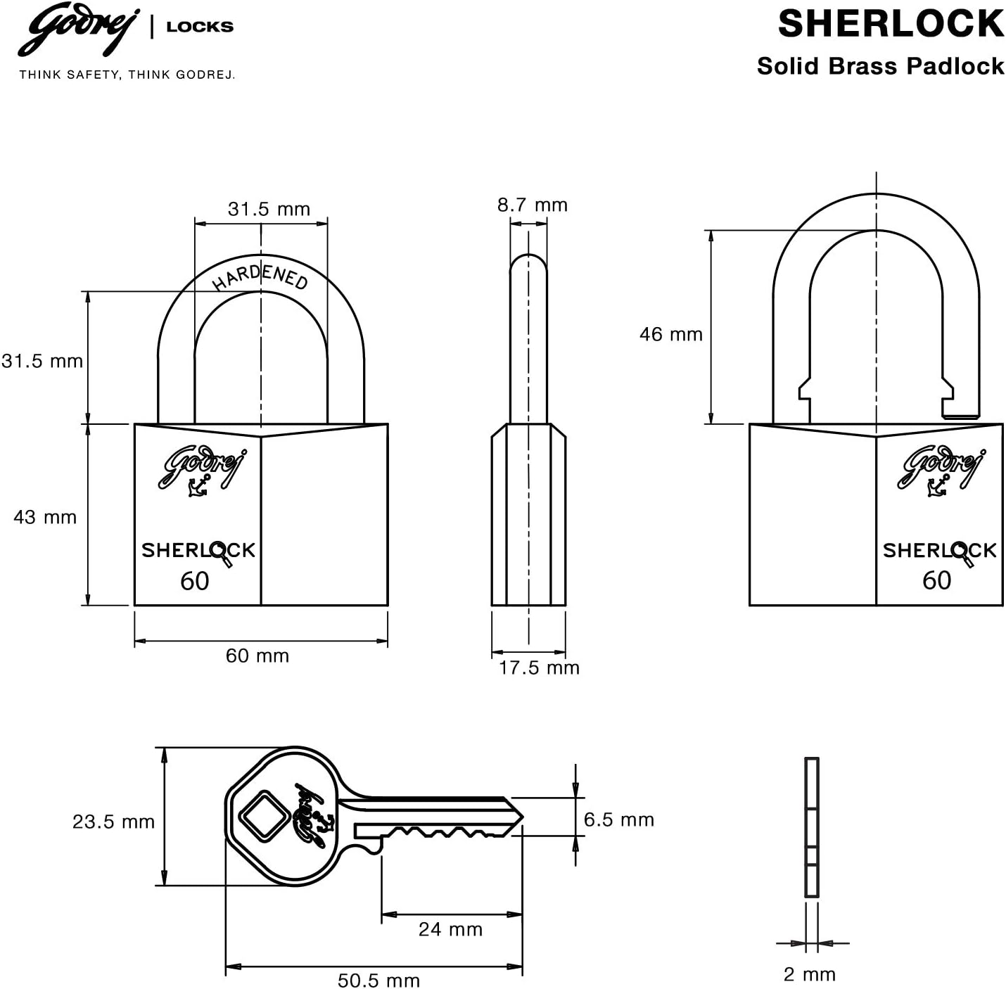 Godrej Locks Sherlock - 60mm Blister Pack