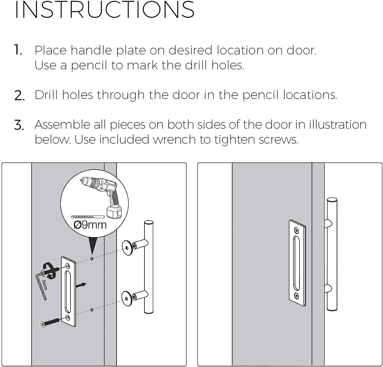 Gold 12-Inch Barn Door Handle Kit - Solid Aluminum Brass Finish - Large Sliding Door Handles - Closet Hardware - Flush Pull Handle - 1-Pack
