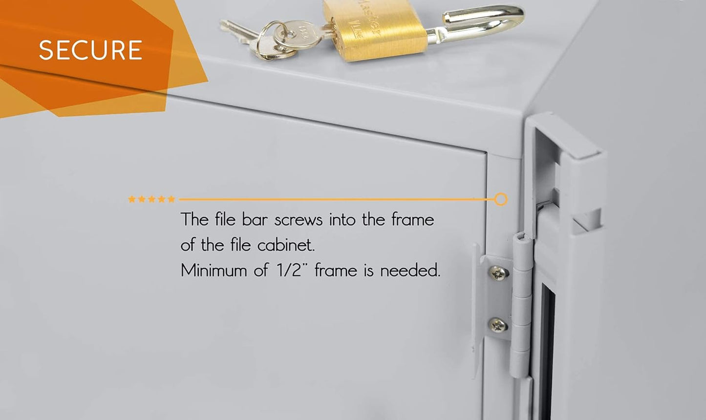 Gray Guardianite 2 Drawer File Cabinet Locking Bar with Padlock and Drill Bit - WildKart