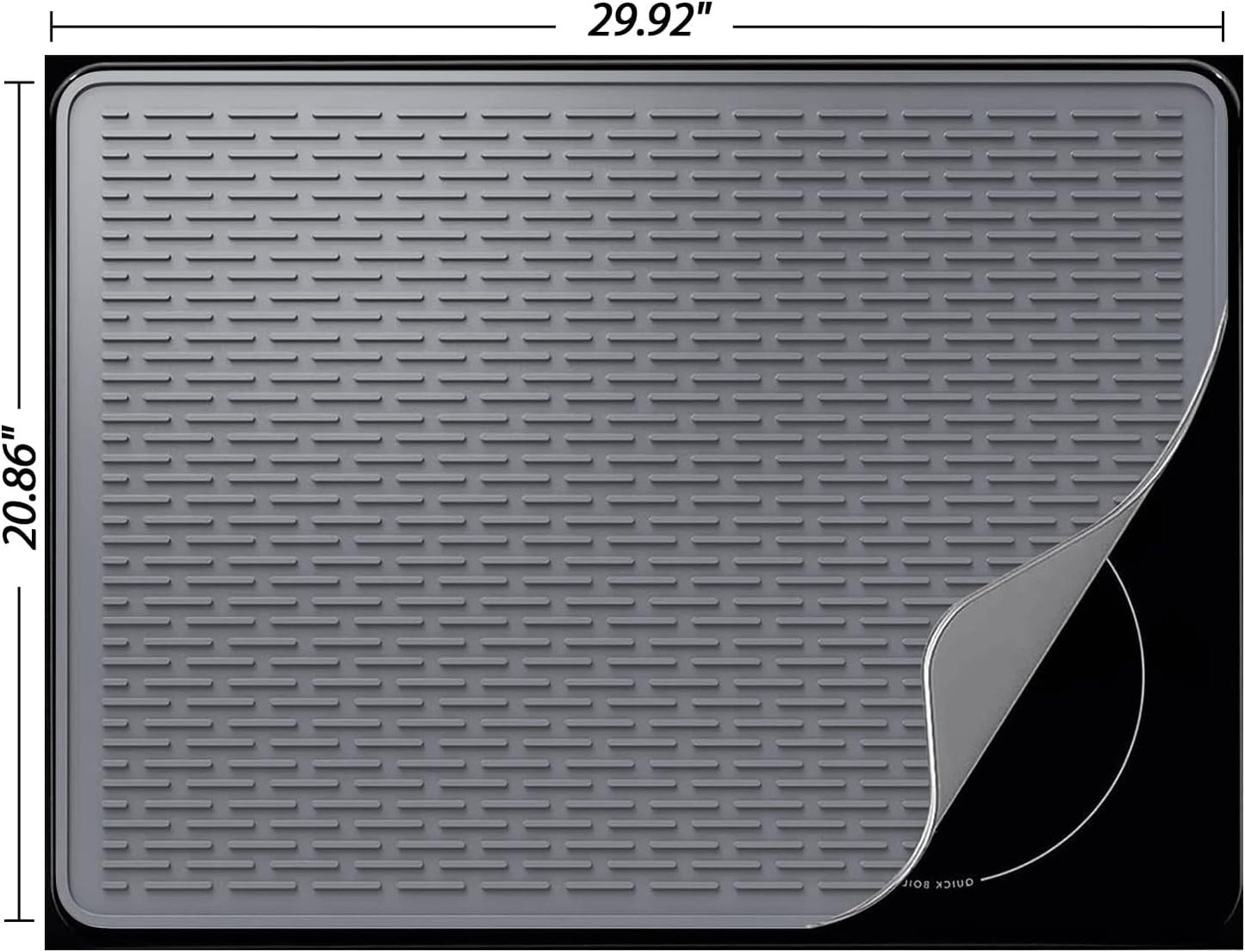 Gray Silicone Stove Top Cover - XL Glass Cooktop Protector & Dish Drying Mat for Electric Stove - 30 x 21 Range Cover
