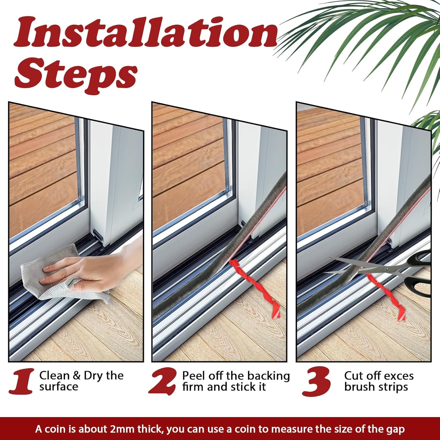 Gray Weather Stripping Door Seal Self-Adhesive Strip - 50 Ft Long, 0.35" Wide x 0.6" Thick - for Doors and Windows