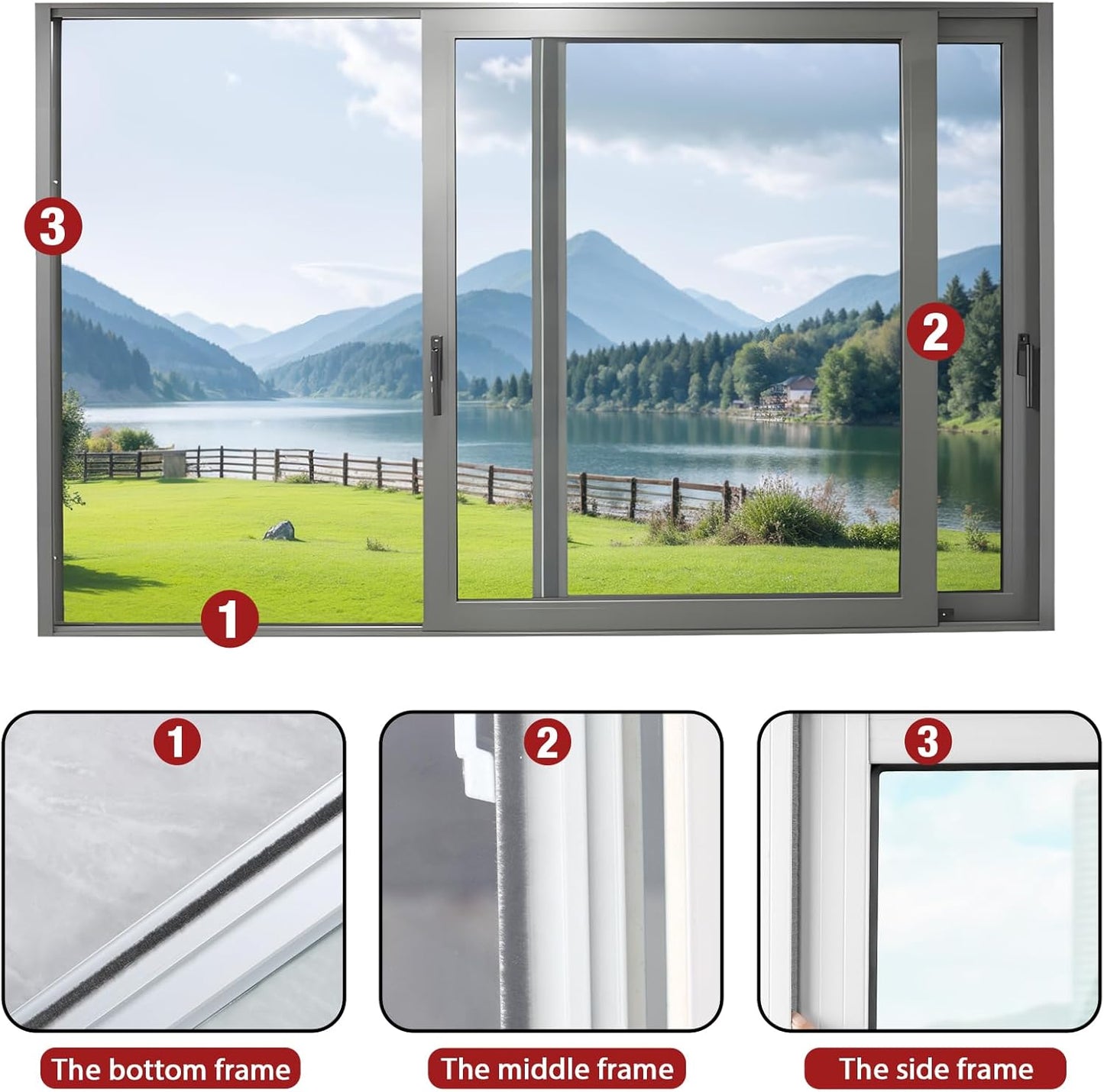 Gray Weather Stripping Door Seal Self-Adhesive Strip - 50 Ft Long, 0.35" Wide x 0.6" Thick - for Doors and Windows